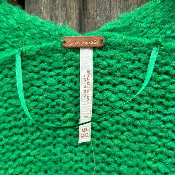 NWT Free People Mantra Cardi Cardigan Fern Green Pink Blush M/L - Picture 5 of 16